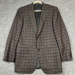 Canali 1934 Sport Coat Mens 46L Wool Cashmere Silk Plaid Blazer Grey Made Italy